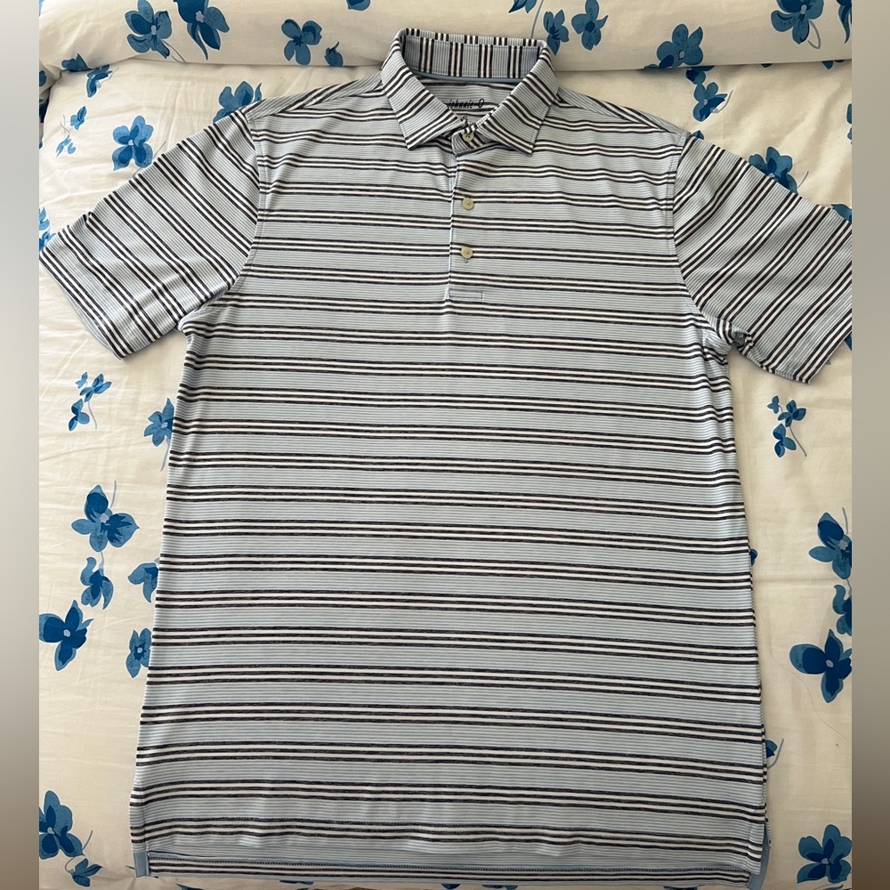 Johnnie-O Striped Performance Polo Gulf Blue